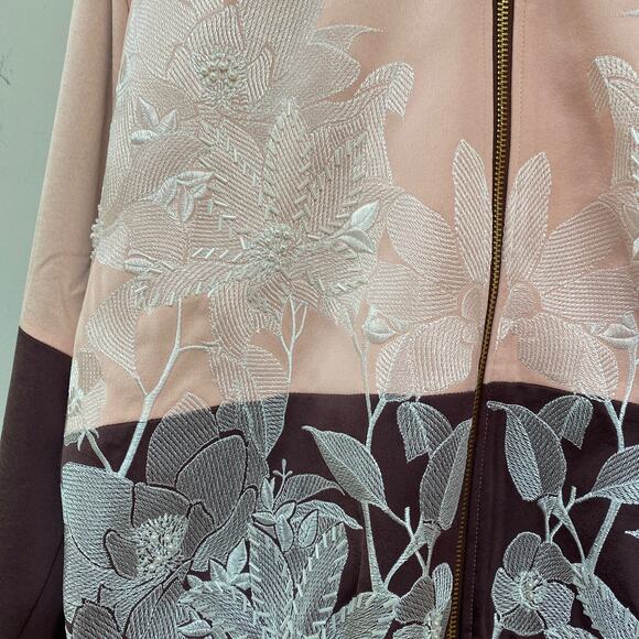 Juicy Couture Coral Blush Stockholm Floral Bomber Embellished Jacket Size Small - Picture 4 of 11